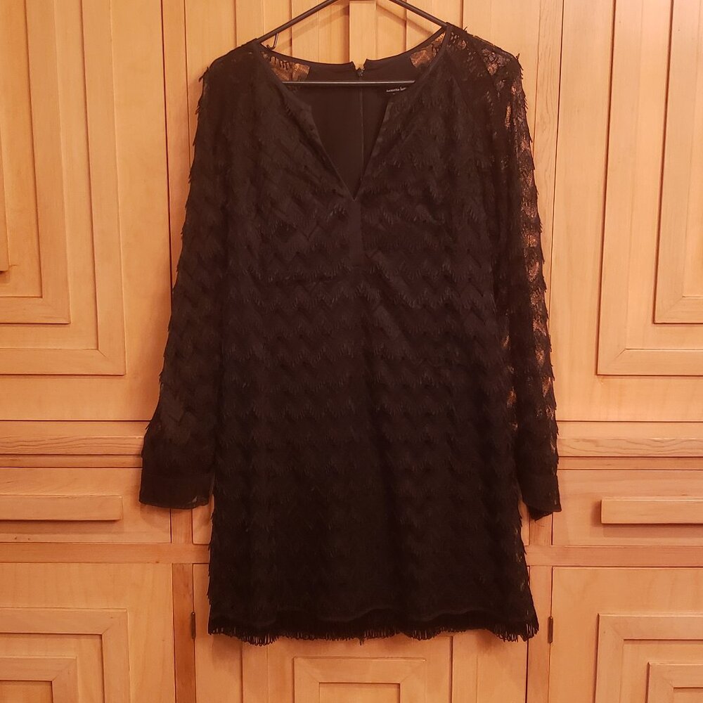 Versatile, Adorable Black Textured Shift Dress. - image 1